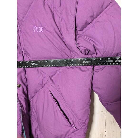 Vintage Fogo Reversible Down Ski Snowboard Jacket Medium Purple Green 80s 90s - Picture 9 of 10